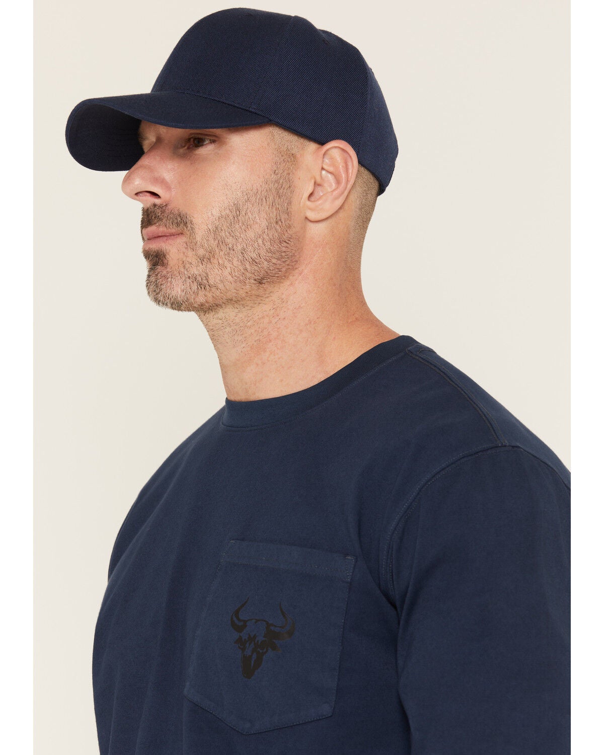 Image #2 - Cody James Men's FR Pocket Bull Solid Snap Long Sleeve Work Shirt, Navy, hi-res