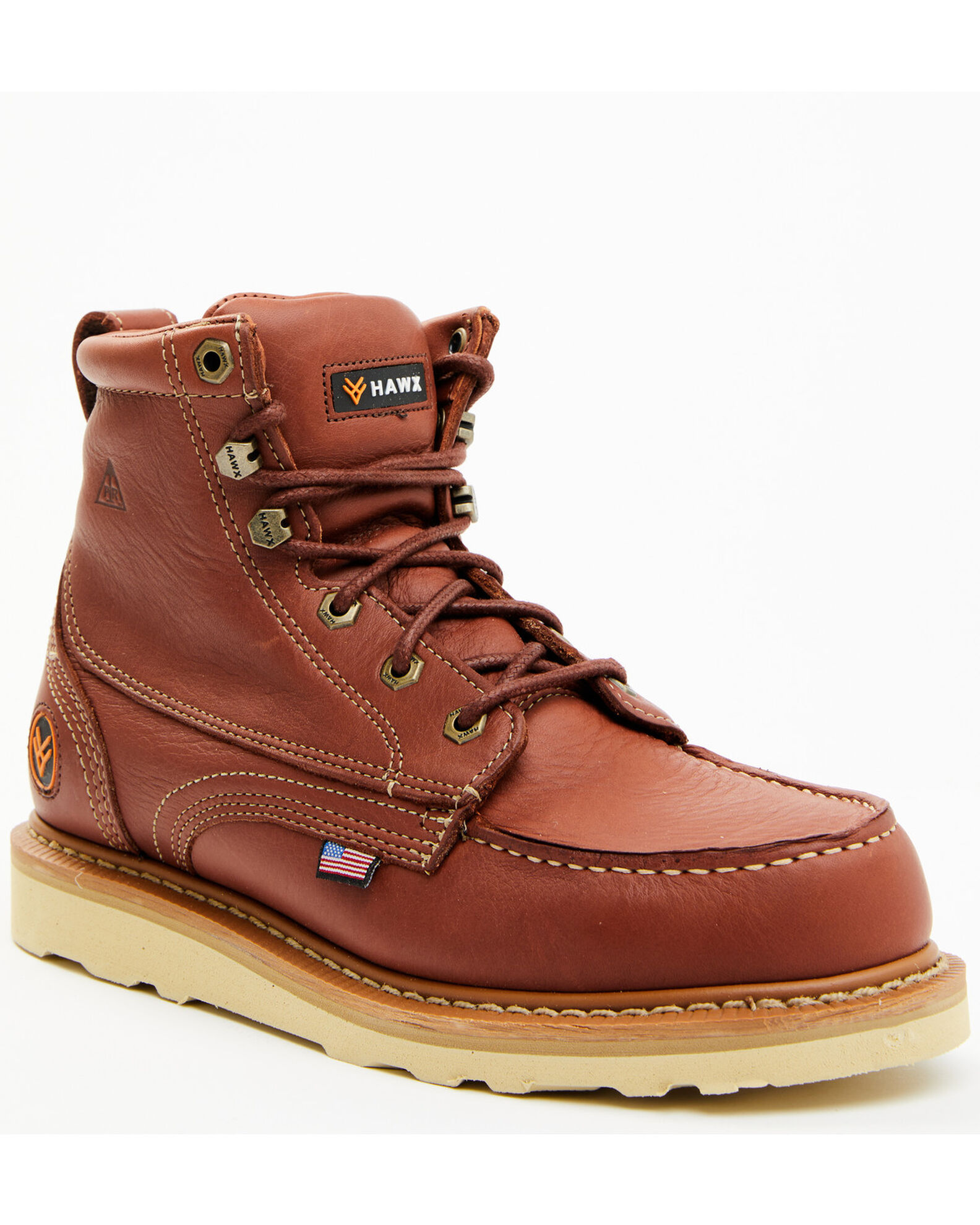 Hawx Men s Dark Brown USA Moc Wedge Work Boots Soft Toe