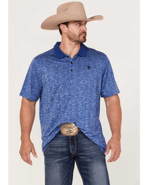 RANK 45® Men's Daylight Solid Short Sleeve Polo Shirt , Blue, hi-res
