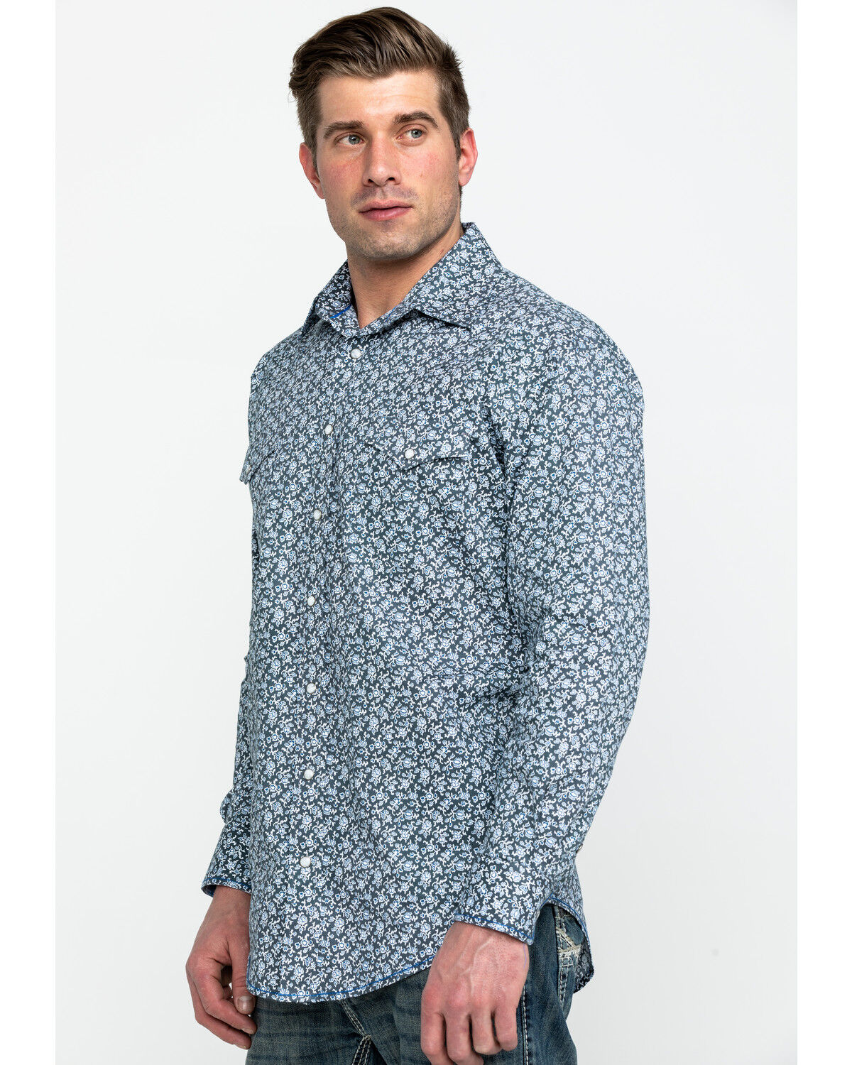 Image #3 - Rough Stock By Panhandle Men's Langunita Vintage Print Long Sleeve Western Shirt, Grey, hi-res