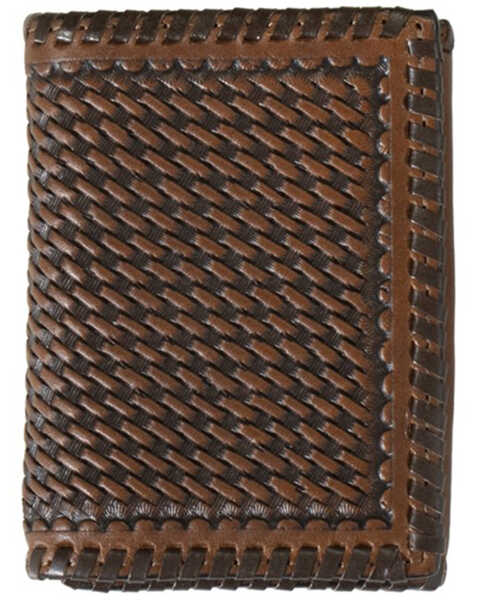 Image #1 - Ariat Men's Tri-Fold Basketweave Wallet , Brown, hi-res
