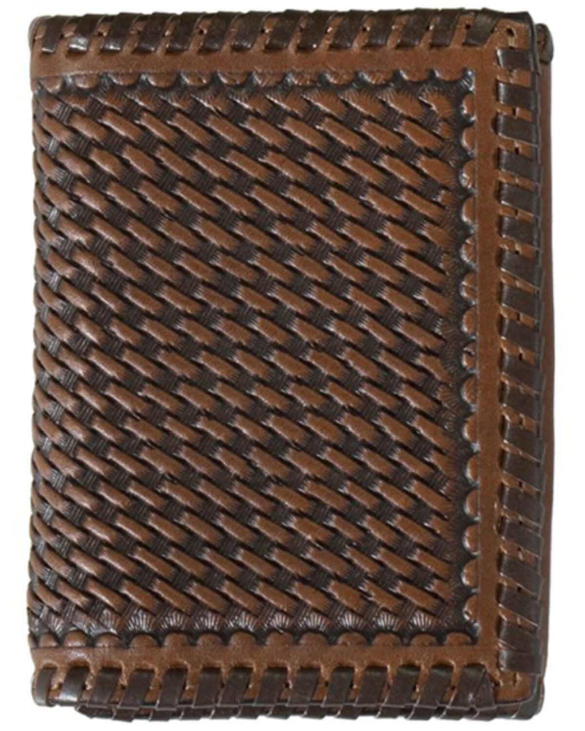 Image #1 - Ariat Men's Tri-Fold Basketweave Wallet, Brown, hi-res
