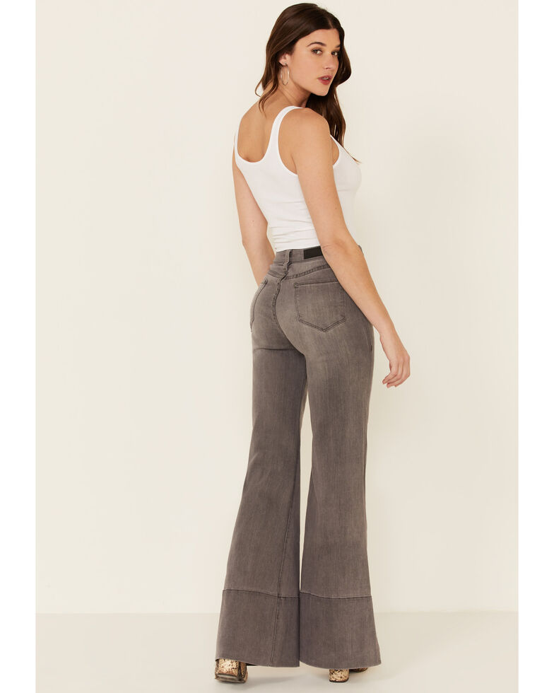 Rock & Roll Cowgirl Women's Grey Wide Hem Flare Jeans , Grey, hi-res