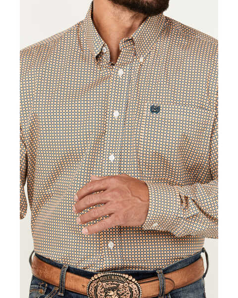 Image #3 - Cinch Men's Geo Print Long Sleeve Button-Down Western Shirt, Yellow, hi-res