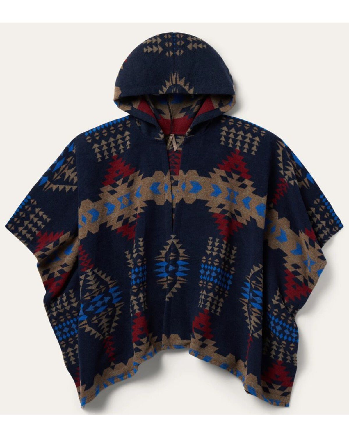 Image #1 - Stetson Women's Southwestern Print Hooded Shawl, Navy, hi-res