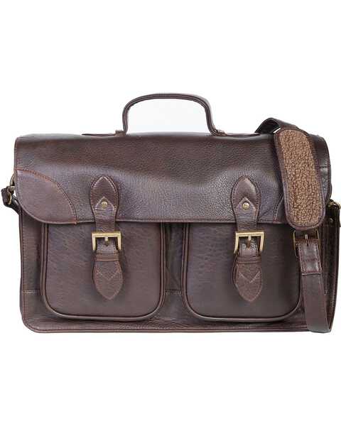 Scully Men's Leather Briefcase, Chocolate, hi-res