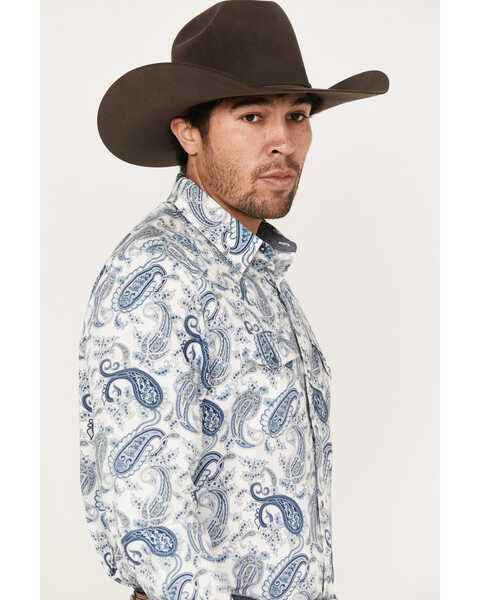 Image #2 - Cody James Men's Home Town Paisley Print Long Sleeve Snap Western Shirt, White, hi-res