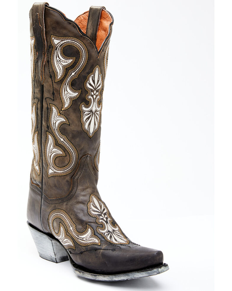 Dan Post Women's Grey Embroidery Western Boots - Snip Toe, Grey, hi-res