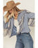 Image #2 - Saints & Hearts Women's Faux Fringe Suede Button-Down Jacket, Blue, hi-res