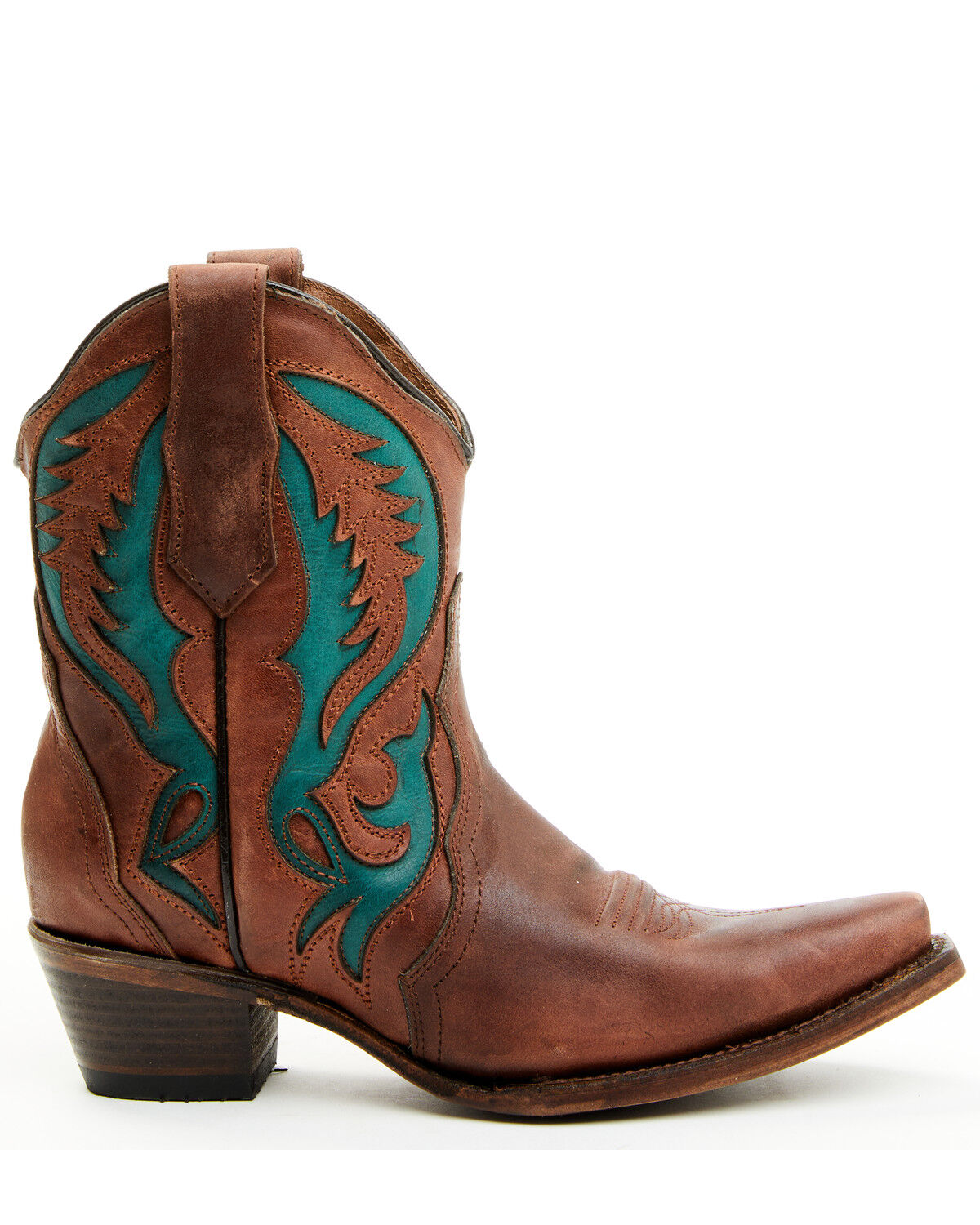Image #2 - Circle G Women's Inlay Western Booties - Snip Toe, Brown, hi-res