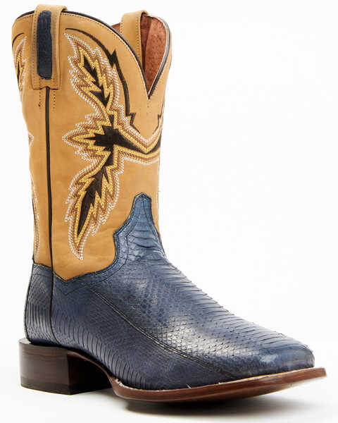 Dan Post Men's Exotic Water Snake Western Boots - Broad Square Toe, Blue, hi-res