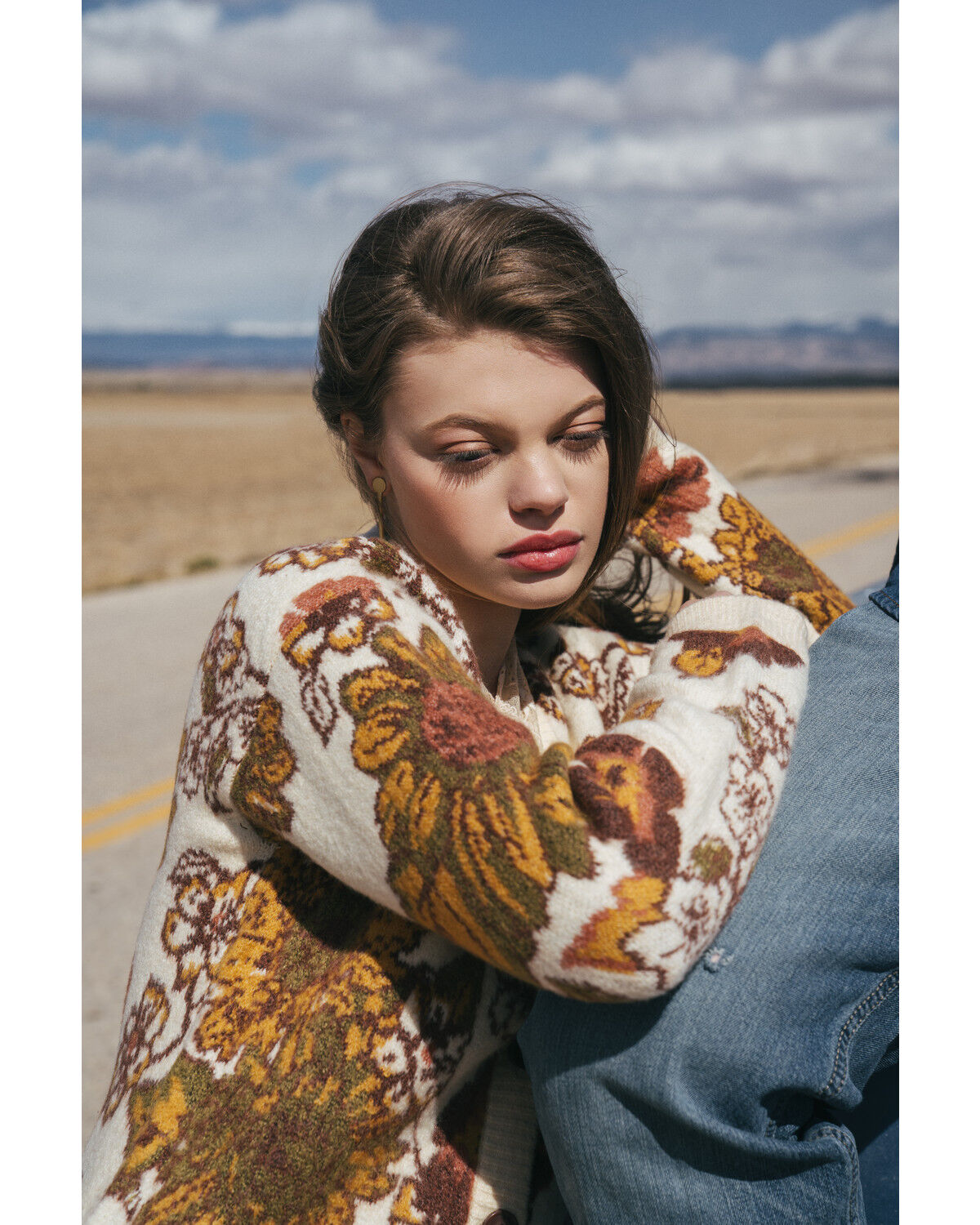 Image #1 - Cleo + Wolf Women's Floral Knit Jacquard Long Cardigan Sweater, , hi-res