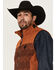 Image #2 - RANK 45® Men's Southwestern Print Color Block Softshell Vest, Brown, hi-res