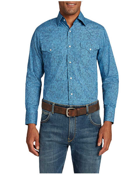 Image #1 - Ely Cattleman Men's Assorted Geo Print Long Sleeve Snap Western Shirt , Multi, hi-res