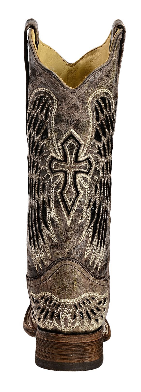 corral women's cross and wing sequin inlay square toe western boots