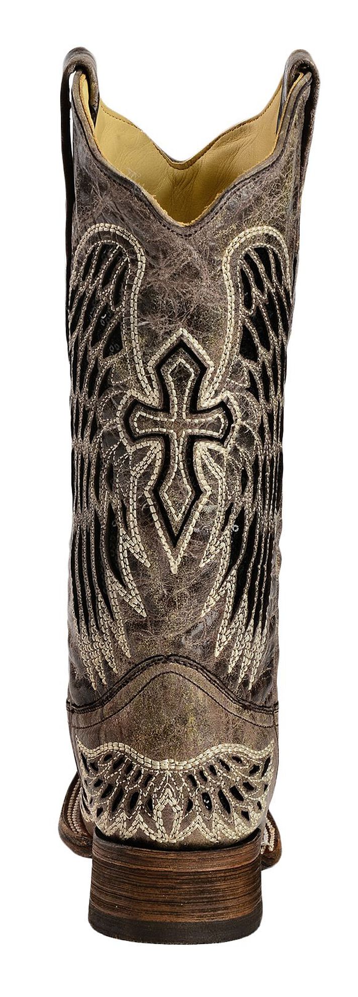 Corral women's cross and wing sequin inlay square toe western boots clearance