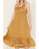 Image #3 - Mystree Women's Satin Ruffle Cami Midi Dress, Gold, hi-res