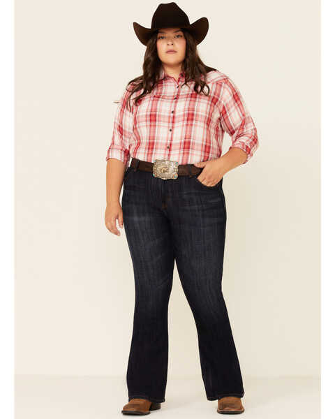 Image #2 - Ariat Women's R.E.A.L Billie Jean Plaid Long Sleeve Western Core Shirt - Plus , Red, hi-res