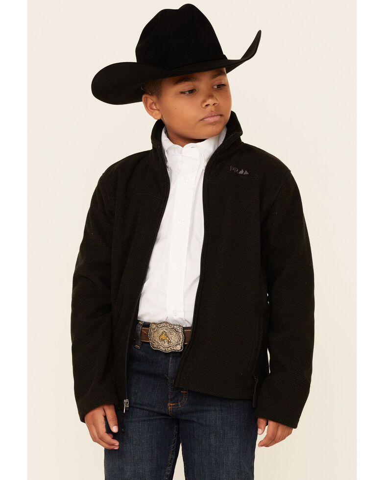 Powder River Outfitters Boys' Black Honeycomb Performance Zip-Front Fleece Jacket , Black, hi-res