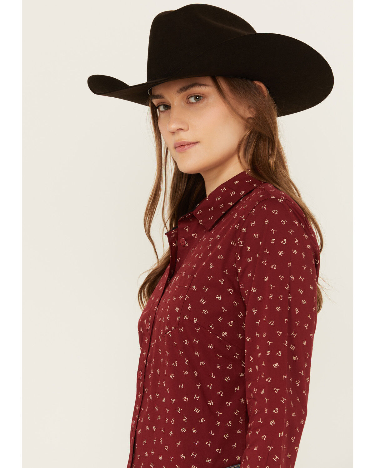 Image #2 - Ariat Women's Conversation Print Long Sleeve Button-Down Western Shirt, Red, hi-res