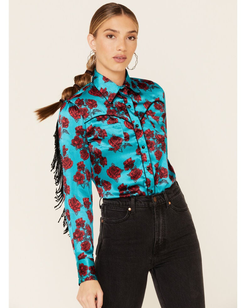 fringe western shirt womens