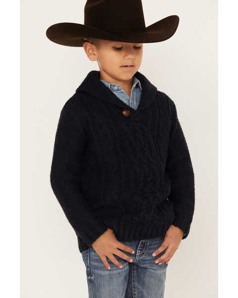 Image #2 - Cotton & Rye Boys' Cable Knit Sweater , Navy, hi-res