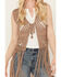 Image #3 - Rock & Roll Denim Women's Crochet Fringe Vest, Taupe, hi-res