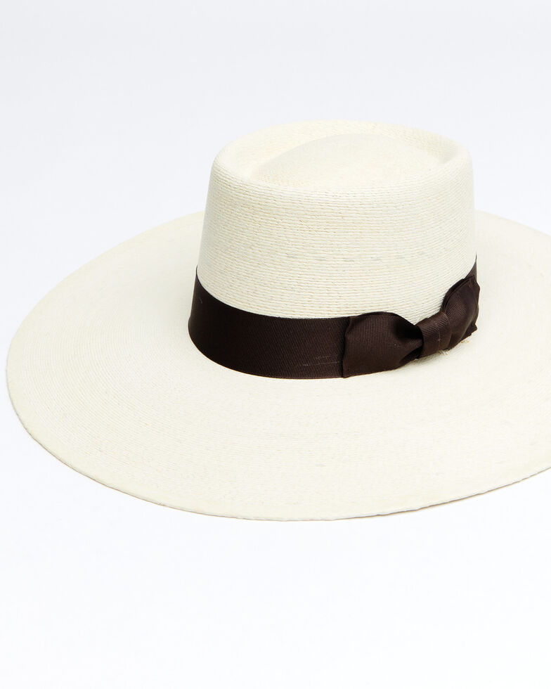 Atwood Hat Co. Chocolate Buckaroo Palm Leaf Boater Hat , Chocolate, hi-res