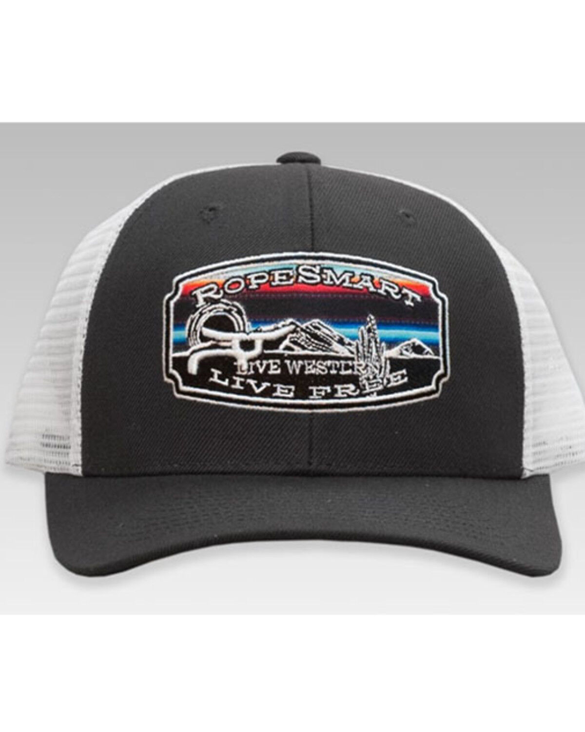 Image #2 - Ropesmart Men's Gray Serape Live Free Embroidered Patch Mesh-Back Ball Cap, Grey, hi-res