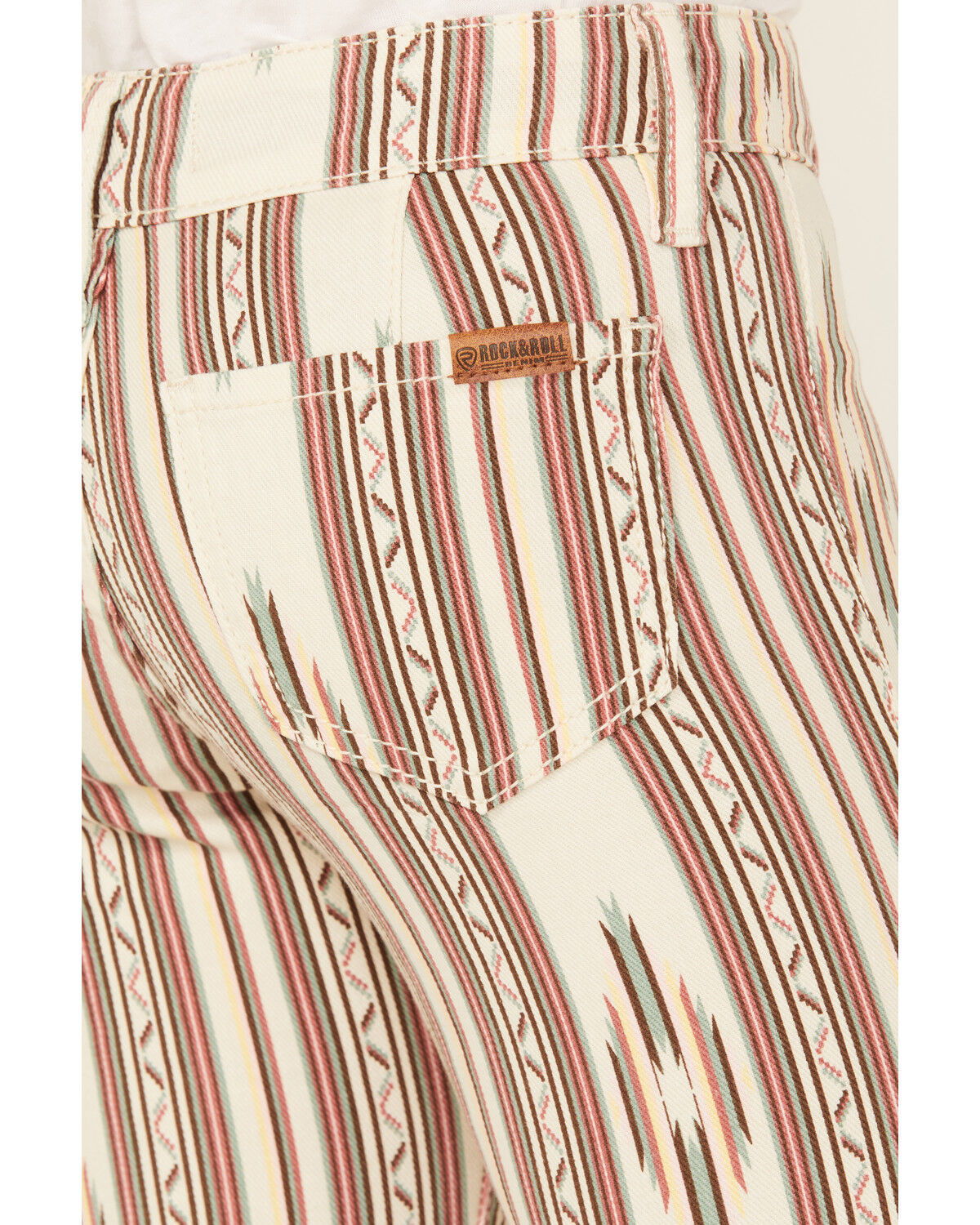 Image #4 - Rock & Roll Denim Girls' Southwestern Striped Flare Stretch Denim Jeans, Cream, hi-res