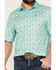 Image #3 - Cinch Men's ARENAFLEX® Fish Print Short Sleeve Performance Polo, Turquoise, hi-res