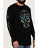 Image #3 - Moonshine Spirit Men's Candy Skull Long Sleeve Graphic T-Shirt, Black, hi-res
