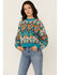 Image #1 - Rock & Roll Denim Women's Southwestern Print Sweater, Blue, hi-res