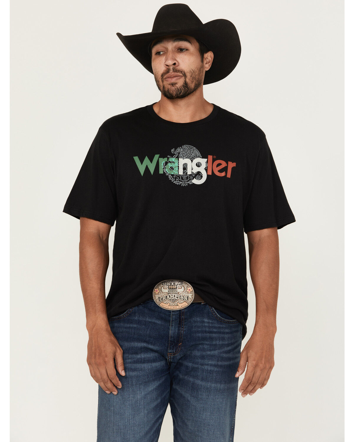 Image #1 - Wrangler Men's Mexico Logo Short Sleeve Graphic T-Shirt, Black, hi-res