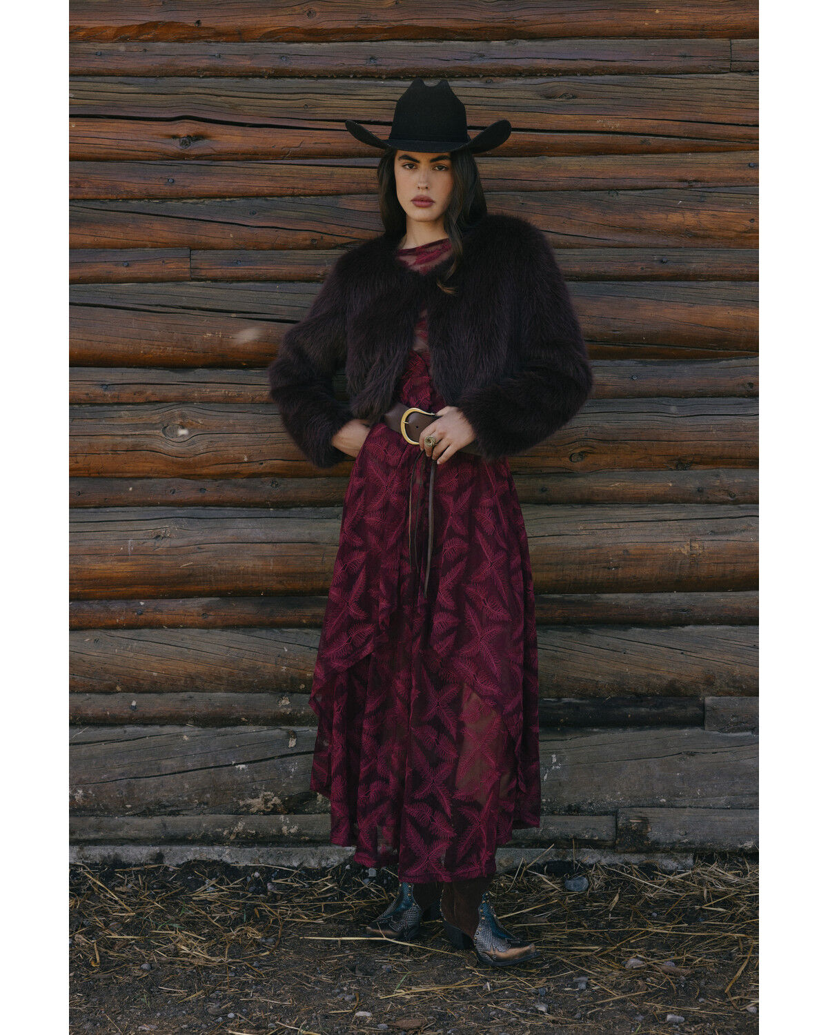 Image #1 - Shyanne Women's Lace Long Sleeve Maxi Dress, Maroon, hi-res