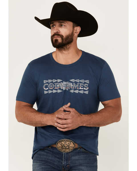 Cody James Men's American Native Logo Short Sleeve T-Shirt , Navy, hi-res