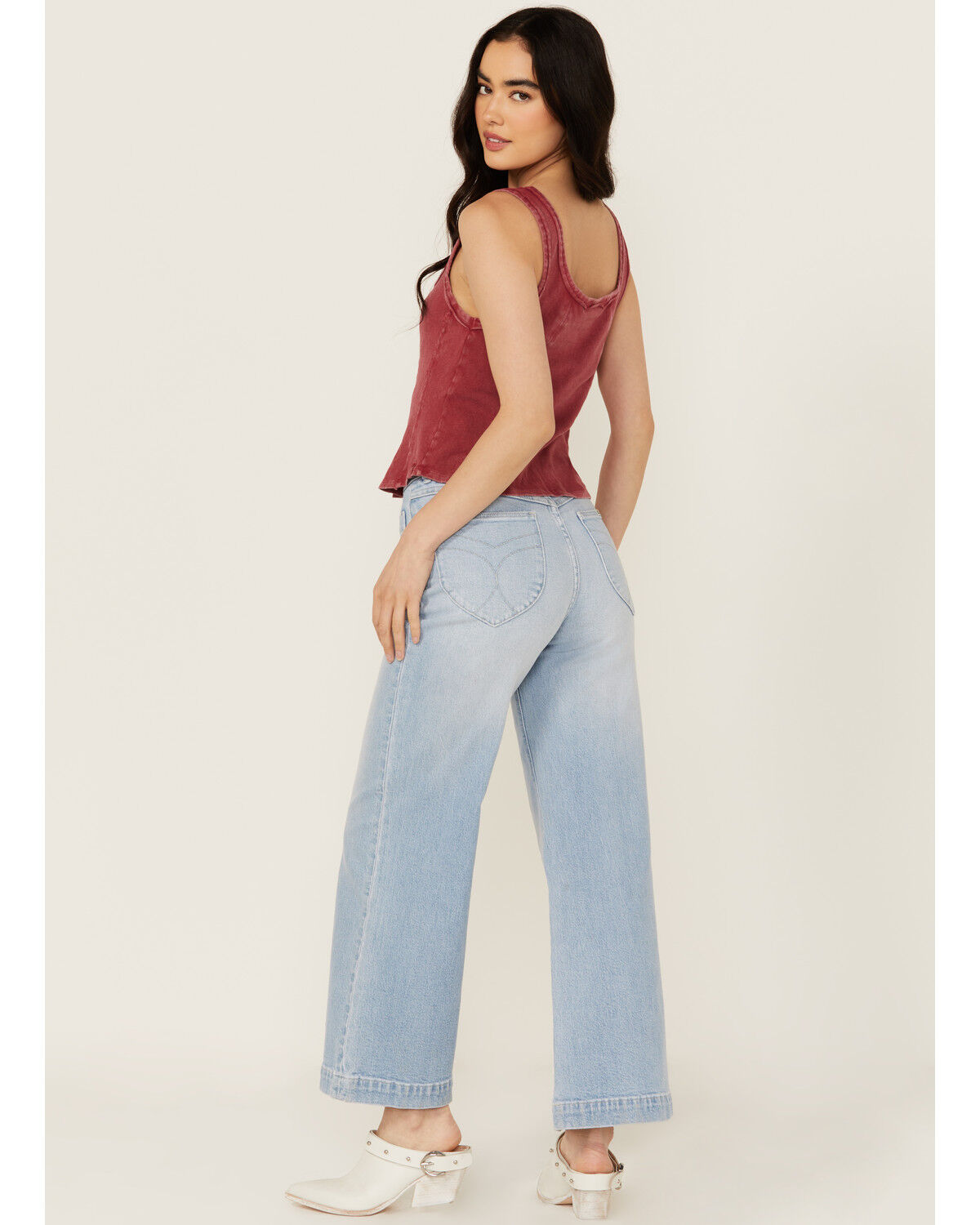 Image #3 - Rolla's Women's Boot Barn Exclusive Bluebird Light Wash High Rise Sailor Wide Leg Stretch Denim Jeans, Light Wash, hi-res