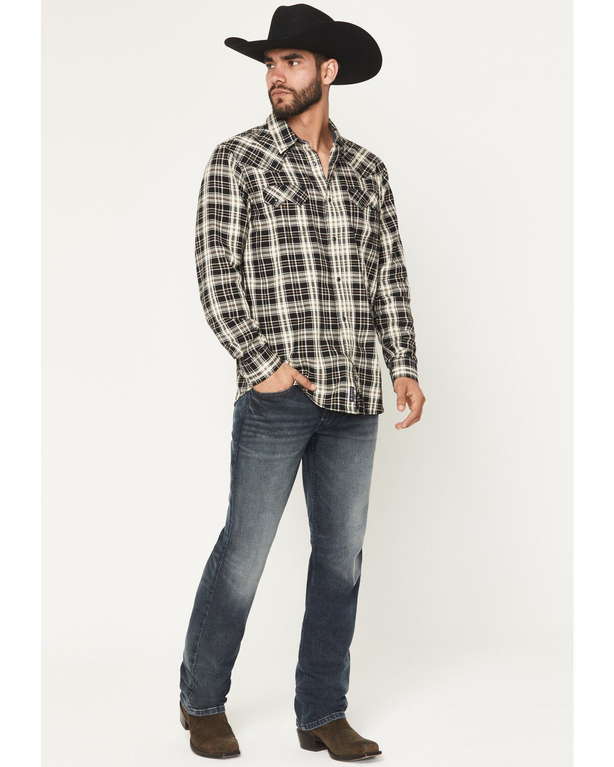Moonshine Spirit&reg; Men's Prescot Wash Decker Slim Straight Stretch Denim Jeans, Dark Wash, hi-res