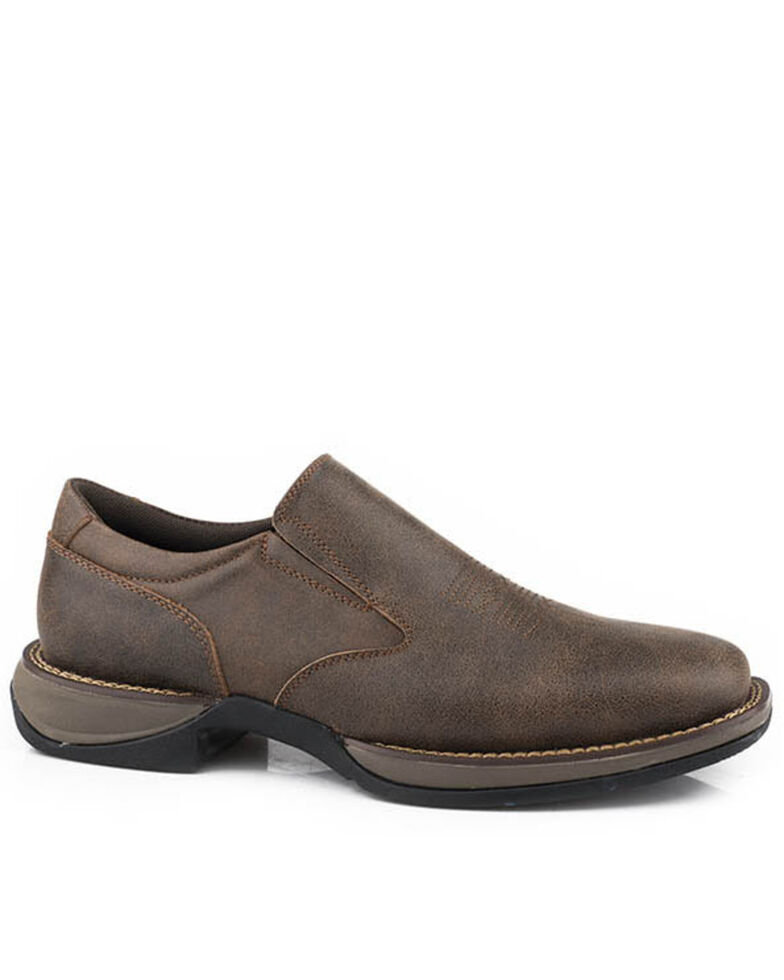Roper Men's Wilder Slip-On Shoes - Square Toe, Brown, hi-res