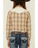 Roper Girls' Mustard Plaid Fancy Applique Yoke Long Sleeve Snap Western Shirt , Mustard, hi-res