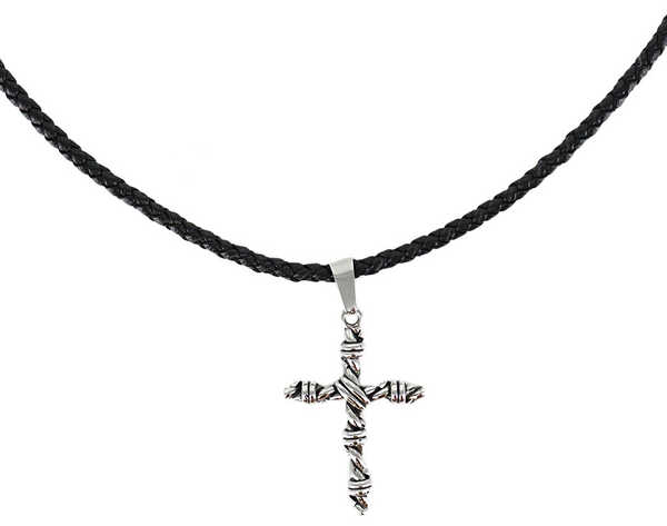 Image #1 - Cody James Men's Twisted Rope Cross Necklace, Silver, hi-res