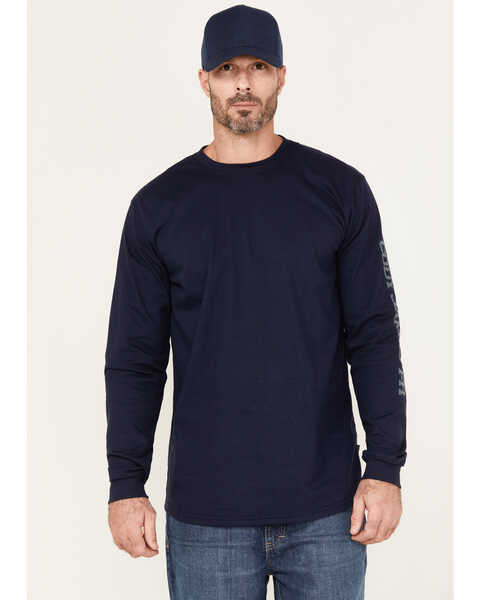 Cody James Men's FR Range Cowboys Graphic Long Sleeve Work T-Shirt , Navy, hi-res