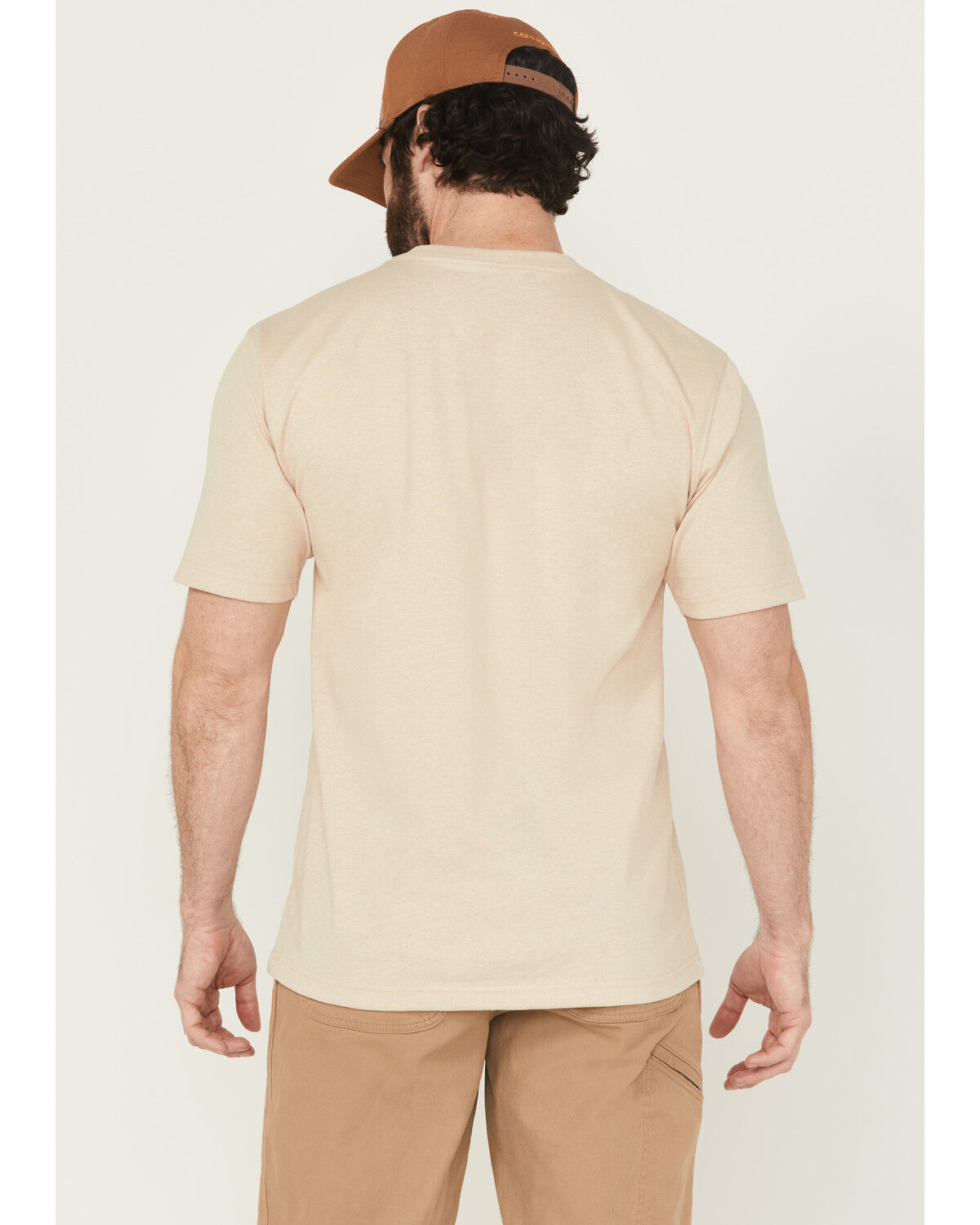 Image #4 - Carhartt Men's Loose Fit Heavyweight Logo Pocket Work T-Shirt, Cream, hi-res