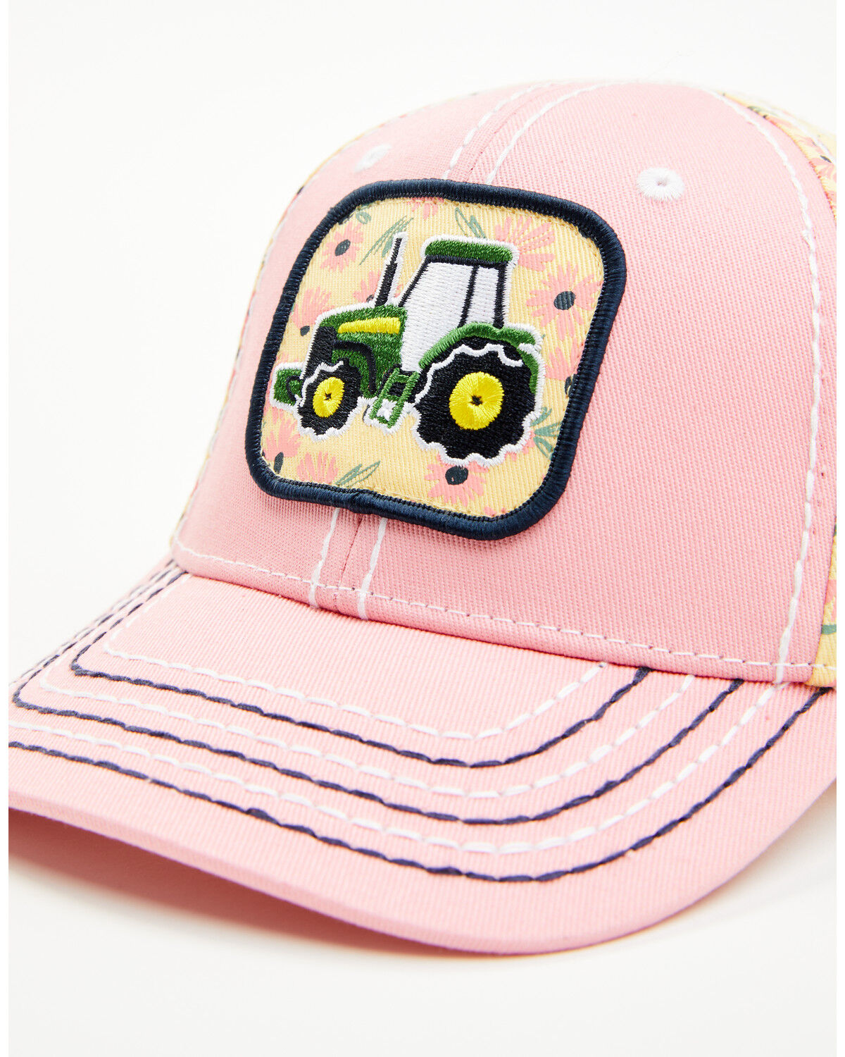 Image #2 - John Deere Girls' Floral Print Tractor Patch Ball Cap, Pink, hi-res