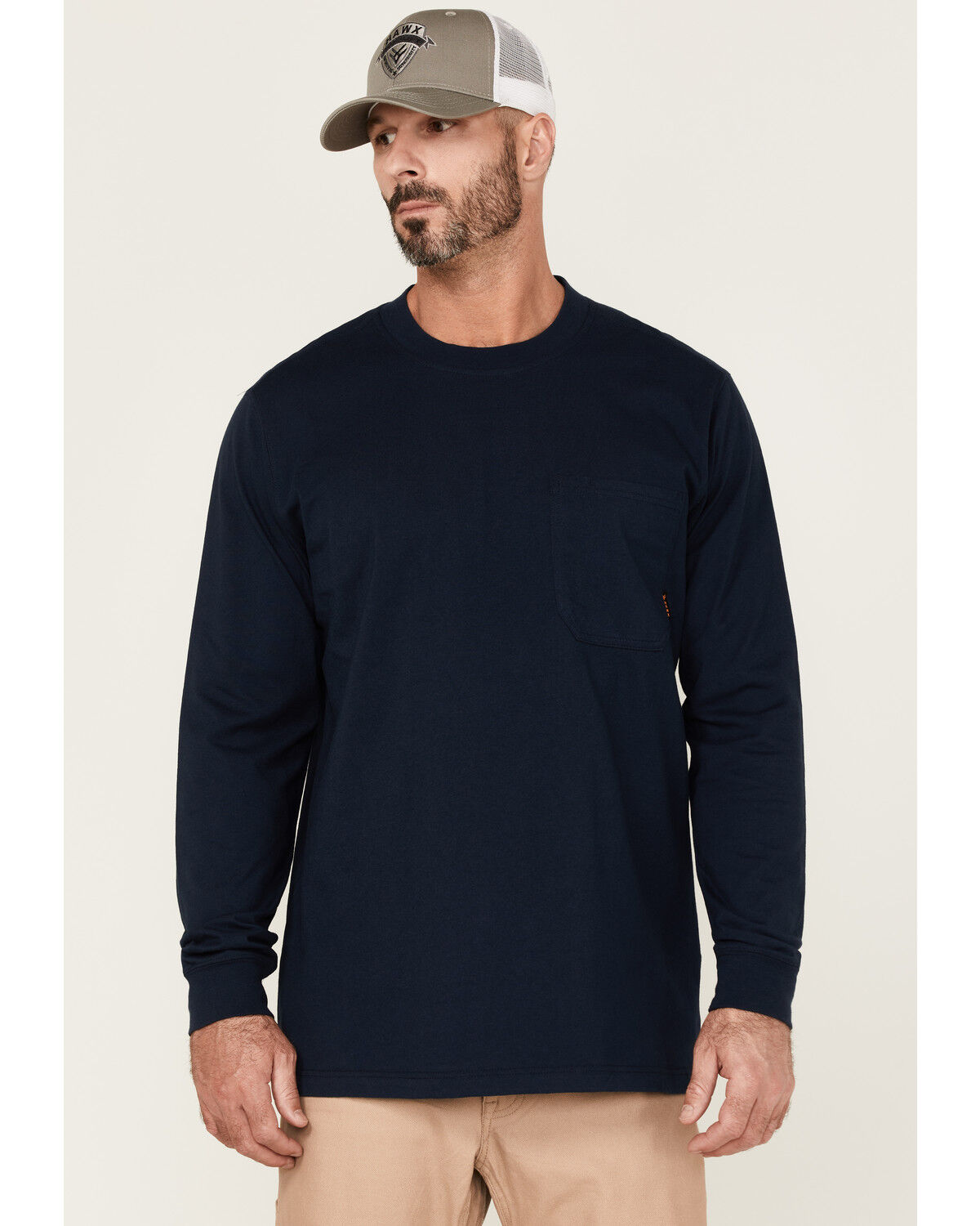 Image #1 - Hawx Men's Forge Long Sleeve Work Pocket T-Shirt - Tall, Navy, hi-res