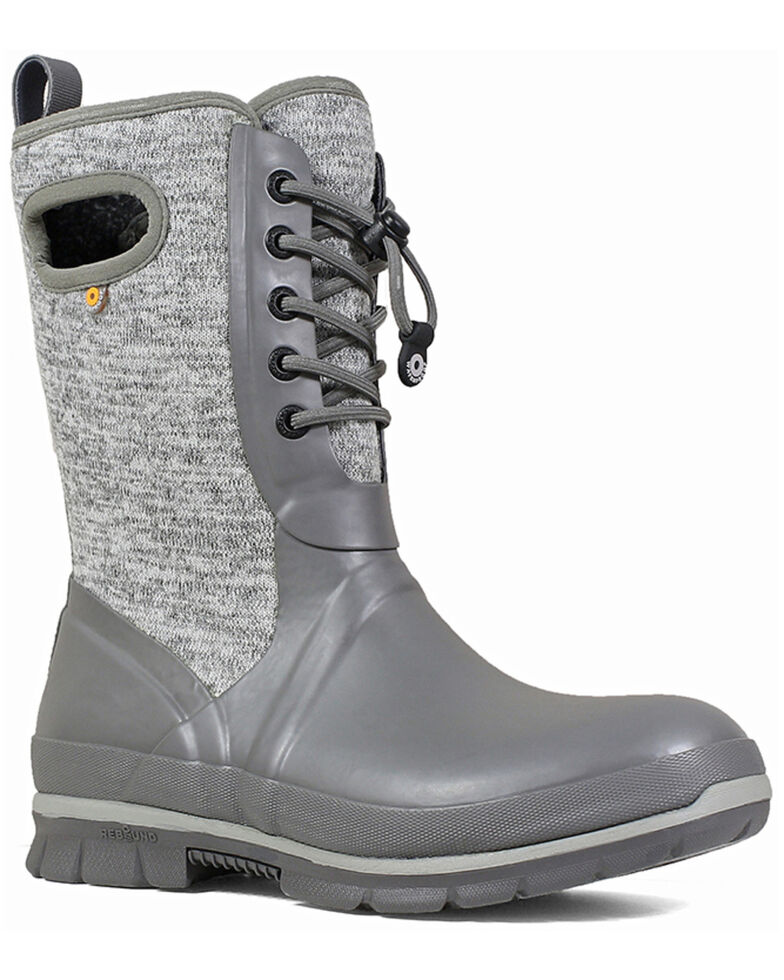 Bogs Women S Grey Crandal Lace Up Winter Boots Round Toe