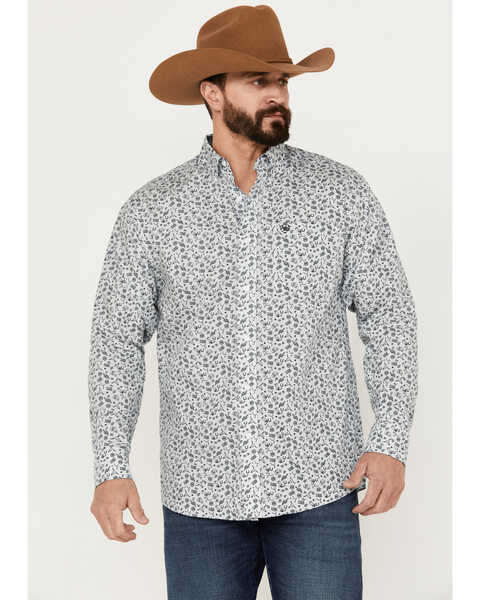 Ariat Men's Fortune Classic Fit Button Down Long Sleeve Western Shirt, Grey, hi-res