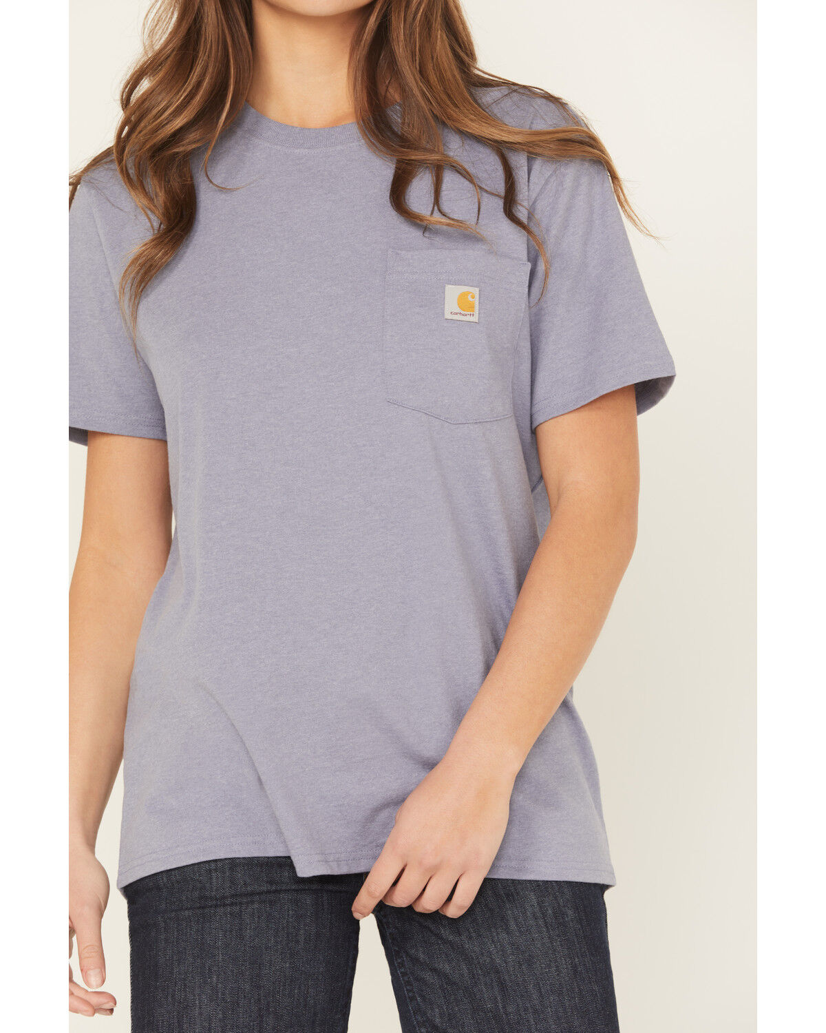 Image #3 - Carhartt Women's Loose Fit Heavyweight Short Sleeve Pocket Work Tee, Lavender, hi-res