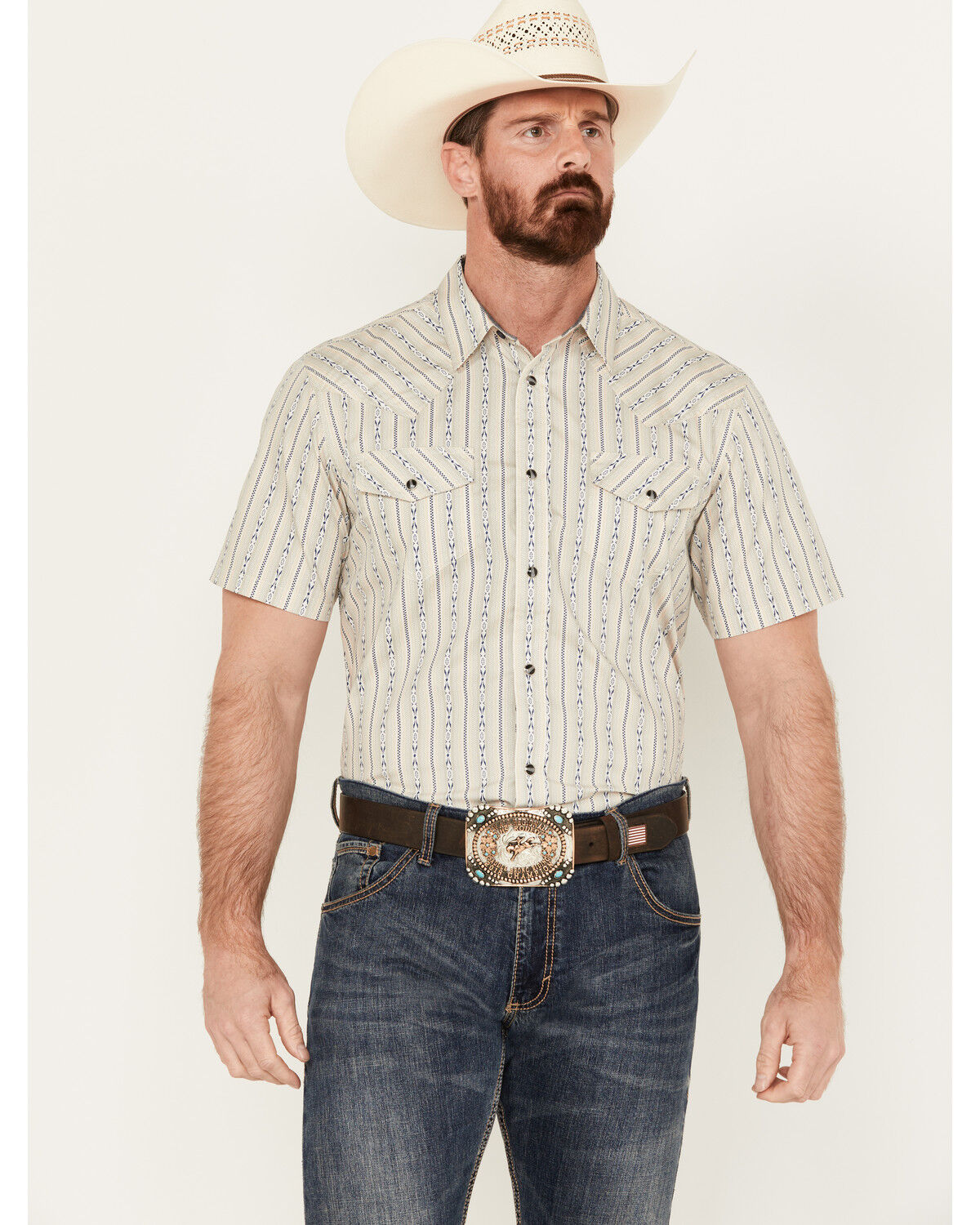 Image #1 - Cody James Men's Maya Striped Short Sleeve Western Snap Shirt, , hi-res