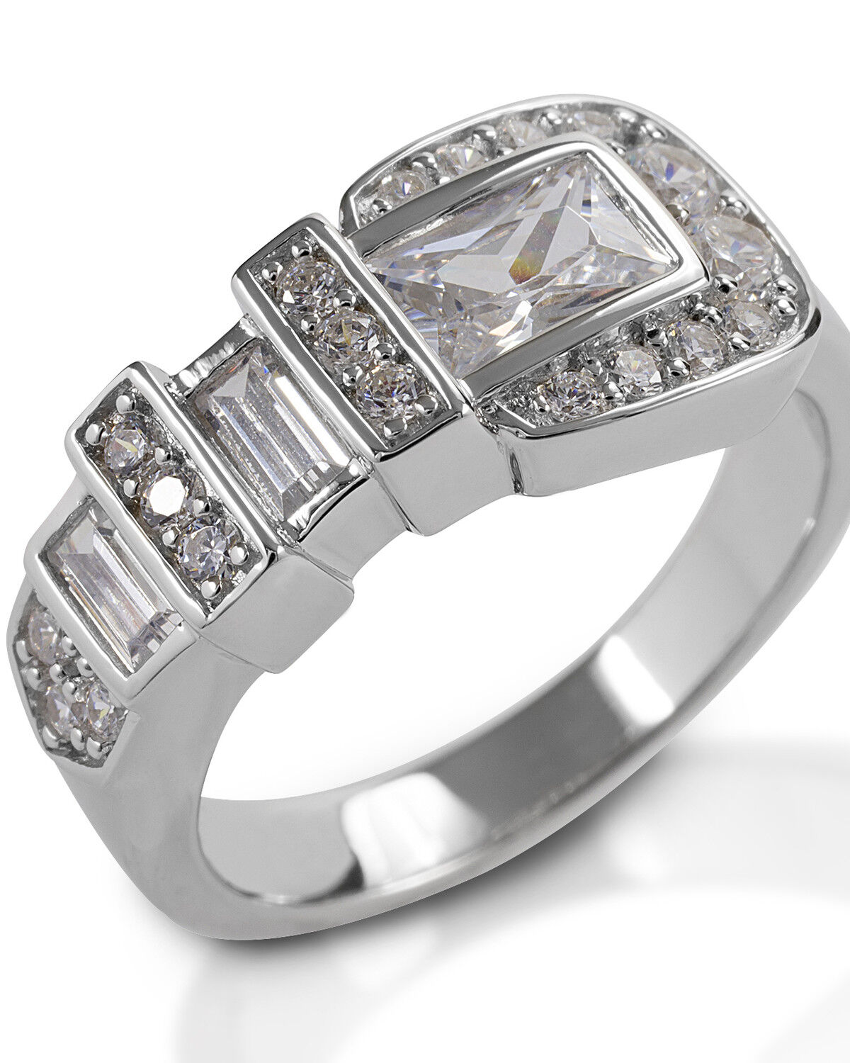 Image #1 - Kelly Herd Women's Clear Ranger Style Buckle Ring, Silver, hi-res